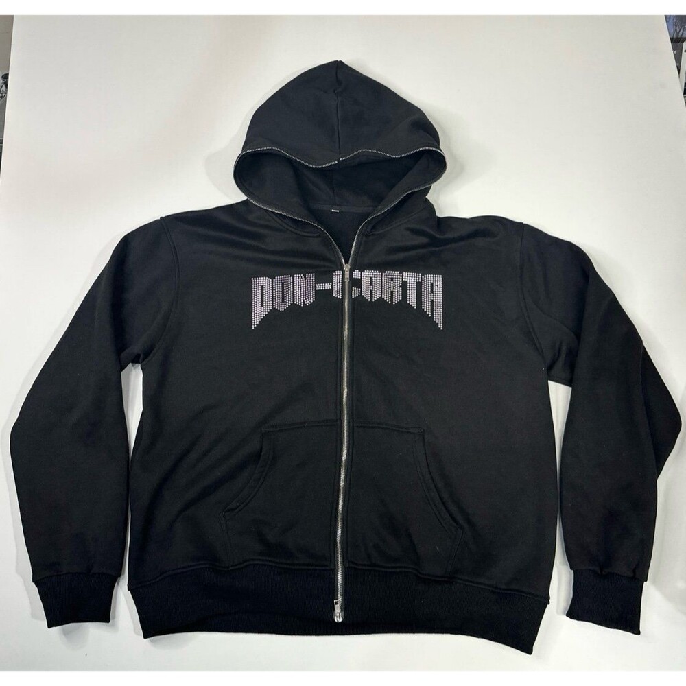 Don-Carta rhinestone full zip-up Hoodie size XXL
